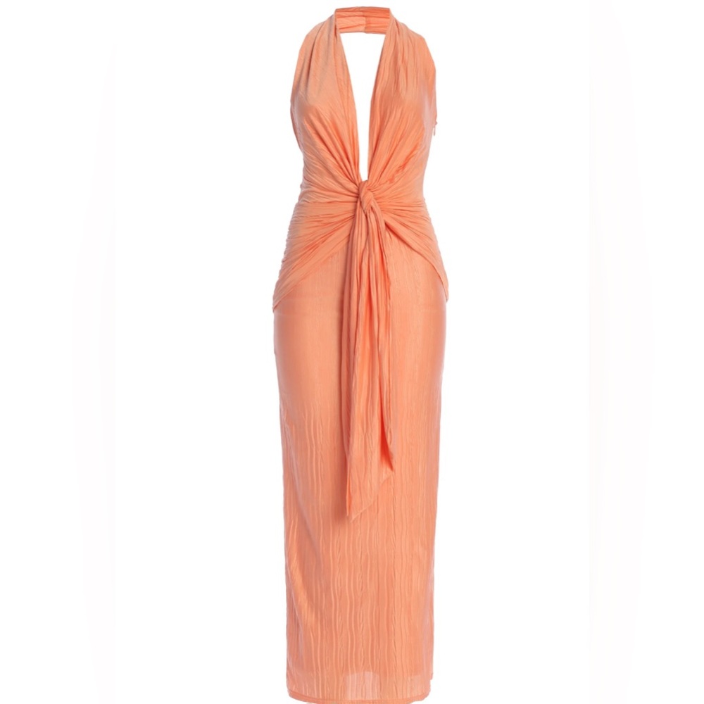 JLUXLABEL “Peach Under the Moonlight” Drape Dress. Size: Medium. NWT